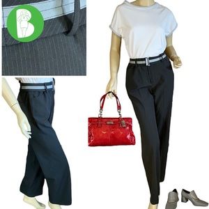 LARRY LEVINE GRAY LIGHT PINSTRIPE TROUSERS BOOT CUT WITH MATCHING BELT (4)